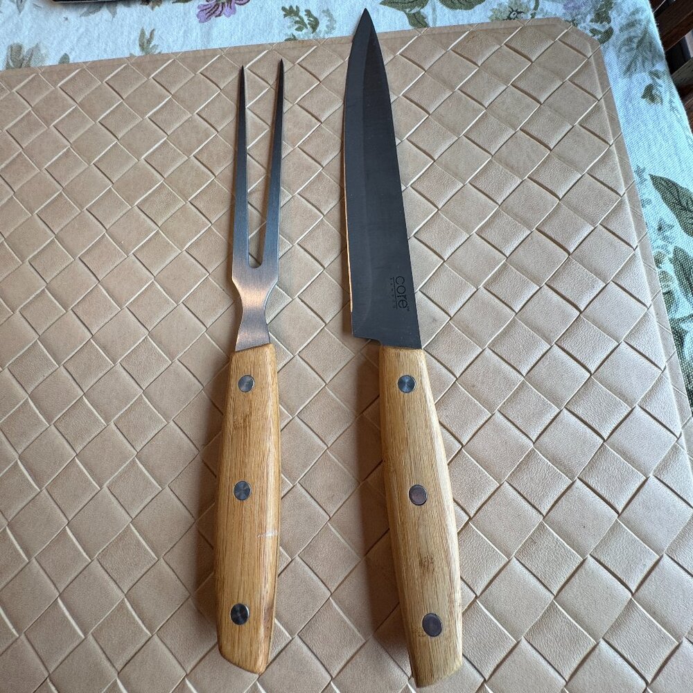 Core Bamboo Carving Knife and Fork Set